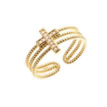Gold Plated Stackable CZ Cross Simulated Diamond Ring for Women Teens Gi... - £20.24 GBP