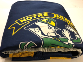 Notre Dame Fighting Irish Vintage 90s NCAA Blue Locker Room Comforter Blanket - £41.96 GBP