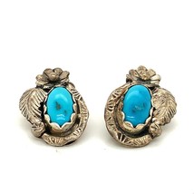 Vtg Signed Sterling Paulene Dolly Foutz Southwestern Navajo Turquoise Earrings - £51.68 GBP