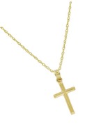 10K Yellow Gold Petite Cross Pendant Necklace 10K Gold Chain - £253.42 GBP