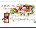 Christmas Greetings Holly Cabin Scene Whitney Made DB Postcard R10 - $3.91