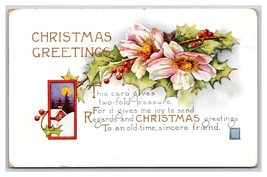Christmas Greetings Holly Cabin Scene Whitney Made DB Postcard R10 - £3.09 GBP