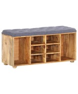 vidaXL Hall Bench Natural wood, Grey Solid mango wood, 100% polyester fa... - $7,099.63 MXN