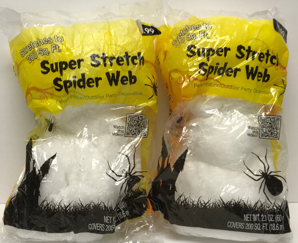 Lot of 6 Halloween Black Scary Cloth & Stretchy White Spider Cobwebs-
show or... Item image 6