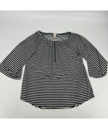 Chico&#39;s Navy and White Striped 3/4 Sleeve Blouse Women&#39;s Size 0 - £13.37 GBP