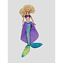 Disney Mermaid Doll 12" Figure Blonde Hair Blue Eyes Green Purple Fabric Tail - $15.79