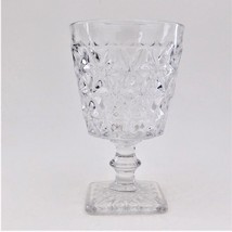 Mt Vernon Imperial Pressed Crystal Crisscross Diamond Square Base Goblet - £14.82 GBP