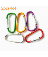 5Pcs 8cm Carabiner Aluminum Alloy Locking Clip Camping Hook Keychain D-Ring - $9.89