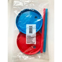 Reusable Plastic Lids and Straws Fits 16oz Cups Blue and Red 2 Per Packa... - $3.95