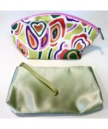 Clinique Vintage 1990’s Cosmetic Bags Pouches Set Of 2 Green Floral &amp; Sa... - £7.82 GBP