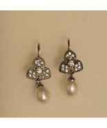 VTG Joseph Esposito Sterling Silver Cubic Zirconia Tear Drop Pearl Earri... - $57.25