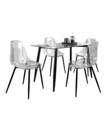 Clara 5-Piece Dining Set - Black Metal &amp; Glass - $869.42 CAD