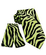 Vesuvio Napoli in Italy Men&#39;s Neck Tie W Handkerchief Green Zebra Print ... - $17.94 CAD