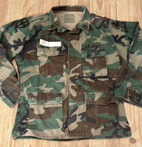 US Army Hot Weather Ripstop Coat Men Medium Regular Woodland Camouflage Distress - £43.72 GBP