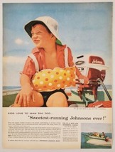 1957 Print Ad Johnson Sea-Horse 5 1/2-HP Outboard Motors Boy Drives Boat - $19.78