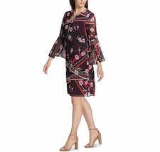 Vince Camuto Womens 4 Purple Floral Bell Sleeve Lined Shift Dress NWT N34 - £43.07 GBP