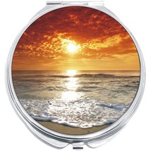 Orange Sunset Beach Compact with Mirrors - Perfect for your Pocket or Purse - $11.76
