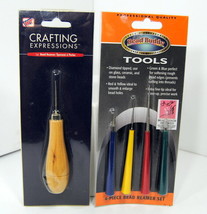 Lot of 2 Beading Tools Reamers Wooden Handle &amp; 4 Piece Set  Diamond Tipped  - $9.95