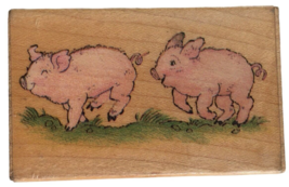 All Night Media Rubber Stamp Playful Piglets Farm Animal Pigs Country Running - $5.99