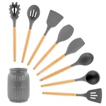 MegaChef Gray Silicone and Wood Cooking Utensils, Set of 9 - $61.83