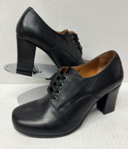 MIZ MOOZ LACE UP HEELED OXFORD LEATHER SHOES BLACK  37EU / 7US  # C-116 - £70.15 GBP