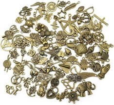 Bronze Charms Set Bulk Pendants Assorted Lot Mixed Jewelry Making Supplies 100pc - £15.03 GBP