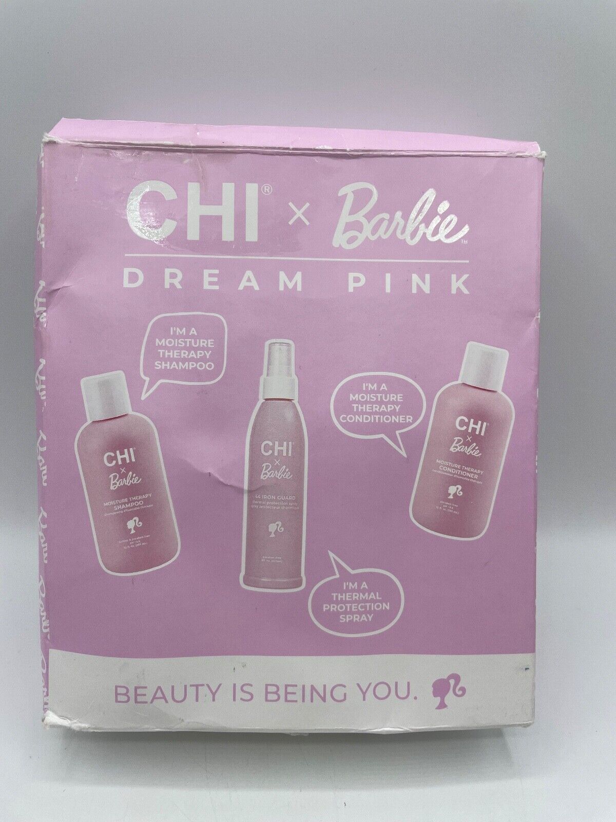 CHI x Barbie Dream Pink Hair Care Boxed Set NEW Shampoo Conditioner Heat Bs264 - $44.87