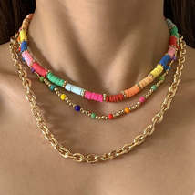 Pink Polymer Clay &amp; Howlite 18K Gold-Plated Beaded Necklace Set - £11.79 GBP