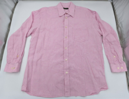 Orvis 100% Linen Shirt Men&#39;s Size XL Long Sleeve Button Up Salmon Pink Summer - £23.21 GBP