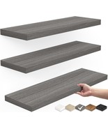 Bayka Floating Shelves, Wall Mounted Rustic Wood Shelves, Grey, Set Of 3... - $68.99