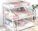 Twin Xl/Full Xl/Queen Triple Bunk Bed, Metal Bed Farme With Long And Sho... - £513.93 GBP