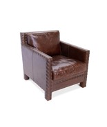 Club Armchair Distressed Genuine Leather Accent Chair - Rustic Brown - £2,853.64 GBP
