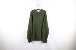Vtg Cabelas Mens XLT XL Tall Blank Wool Ribbed Knit Crewneck Sweatshirt Green - £46.42 GBP