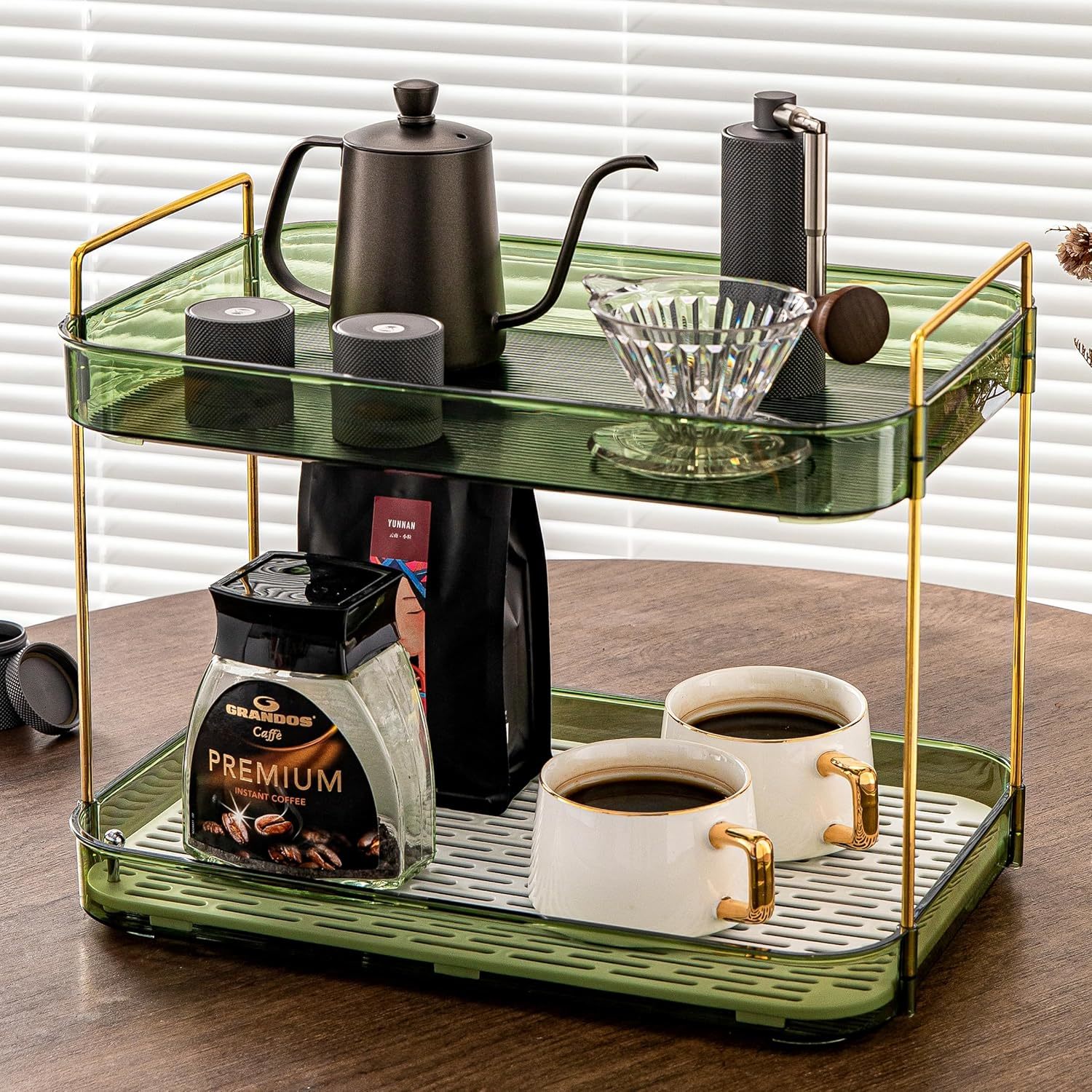 Coffee Bar Accessories,Coffee Station Organizer,Large Capacity Organizer With Dr