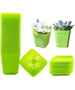 48 Pack 3 Inch Plastic Square Nursery Pots, Green Plastic Plant Pot with... - $27.71