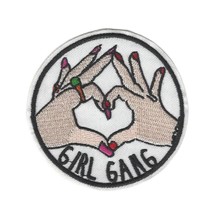 GIRL GANG IRON ON PATCH 2.7&quot; Round Female Empowerment Feminist Heart Emb... - $3.76 CAD
