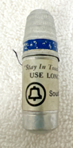 Vintage South Central Bell Advertising Metal Thimble Top Sewing Needle Case - $12.38