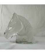 Handcrafted Art Glass Viking Frosted Clear Glass Horse Head Paperweight ... - £52.96 GBP