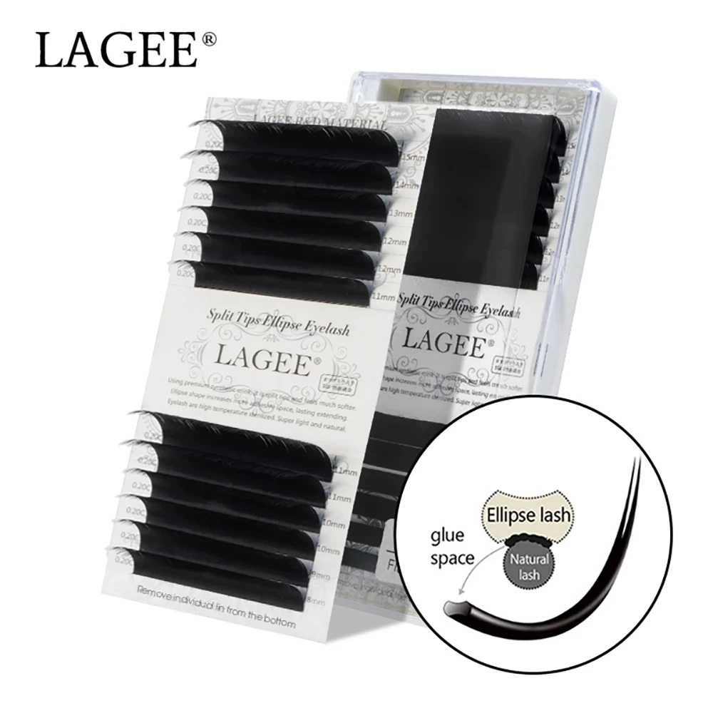 LAGEE Flat Ellipse Eyelashes Extension Matte Black Mink Soft Eyelashes S... - $29.43