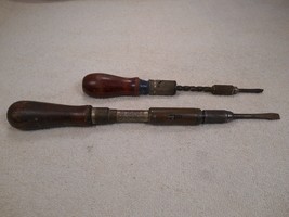 Two Vintage Working ~ Spiral Ratcheting Push Screwdrivers - £11.47 GBP
