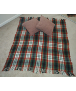 Glen Check Throw Blanket W/ Fringe &amp; Freshmint Pillow Set 3pc Set Autumn... - $655.95 MXN