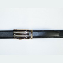 Mens VALENTINI Leather Belt Automatic Adjustable Removable Buckle RT016 Black image 3