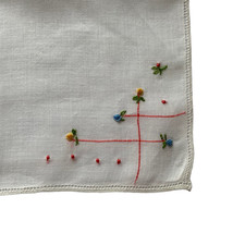Handkerchief White Hankie Floral Flowers Embroidered 9.5x9.5” - £8.81 GBP