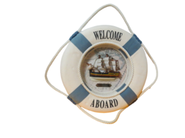 Life Preserver Buoy Decor  HM Endeavor 3D Ship In Middle Welcome Aboard ... - $24.75