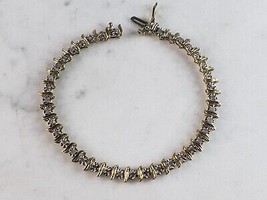 Womens Vintage Estate 10K Gold Diamond Tennis Bracelet 6.1g E2919 - £417.73 GBP