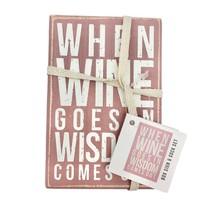 Primitives by Kathy Box Sign &amp; Sock Set Sign 4.5x3 inch Pink Wine Goes S... - $11.88