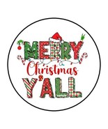 30 MERRY CHRISTMAS Y&#39;ALL ENVELOPE SEALS LABELS STICKERS 1.5&quot; ROUND HOLIDAYS - £5.86 GBP