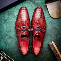 Lacio Genuine Caiman Crocodile Dress Derby's Shoes Wine image 10