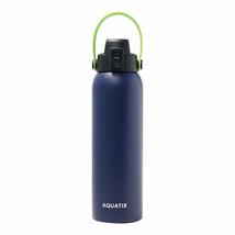 Aquatix Double Wall Insulated 32 Ounce Navy Blue Bottle with Removable Strap Han - £22.90 GBP