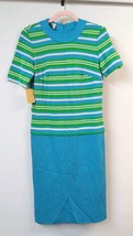 VTG NOS NWT Parade WM Blue Green Back Zip Closure Short Sleeve Dropwaist - $43.53